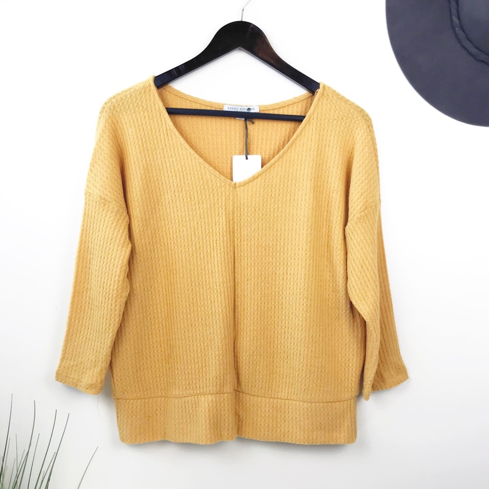 Green Envelope • Ribbed Mustard Yellow Top Small